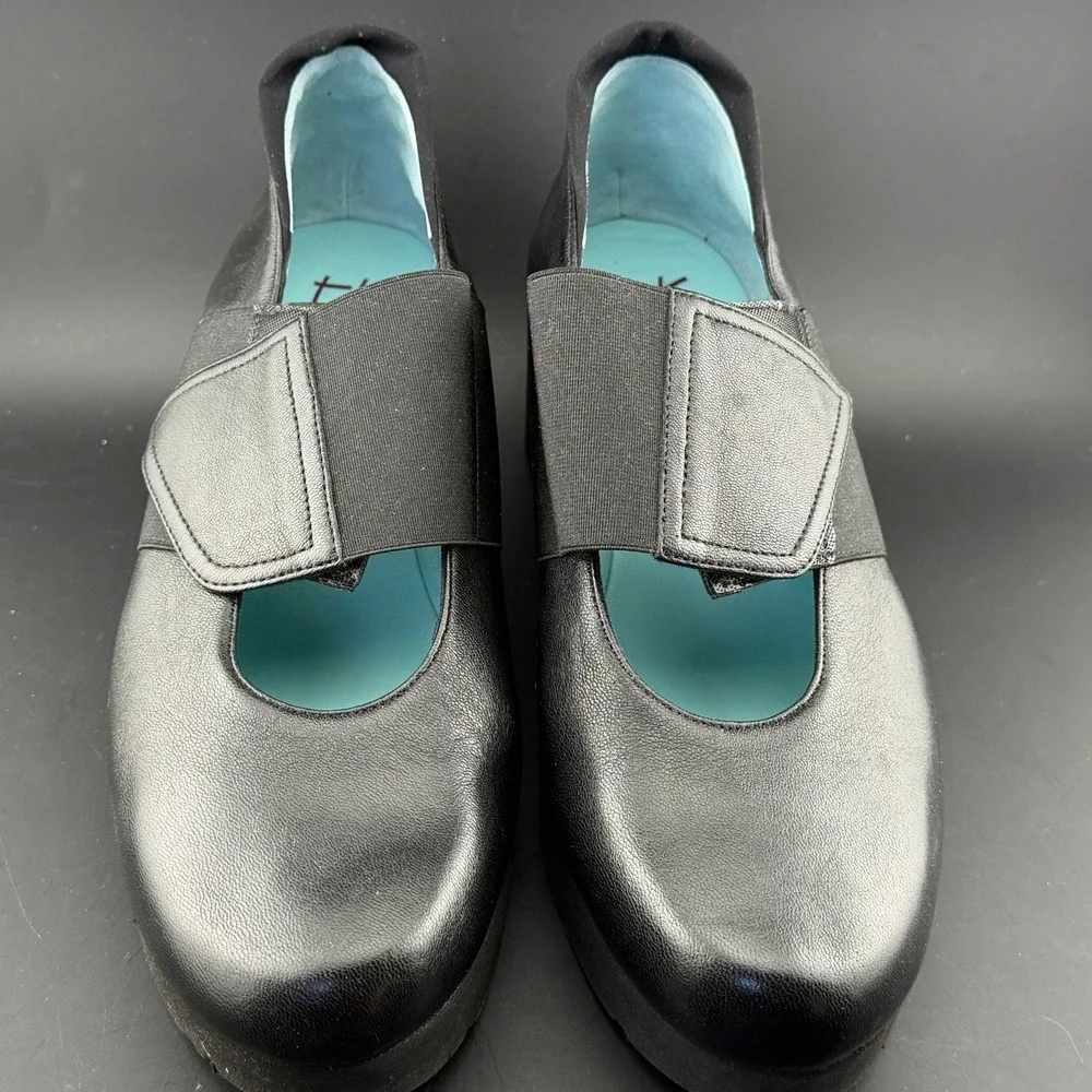 Thierry Rabotin-Black Leather Platform Wedge Shoes, Made in Italy, Womens 6.5/37